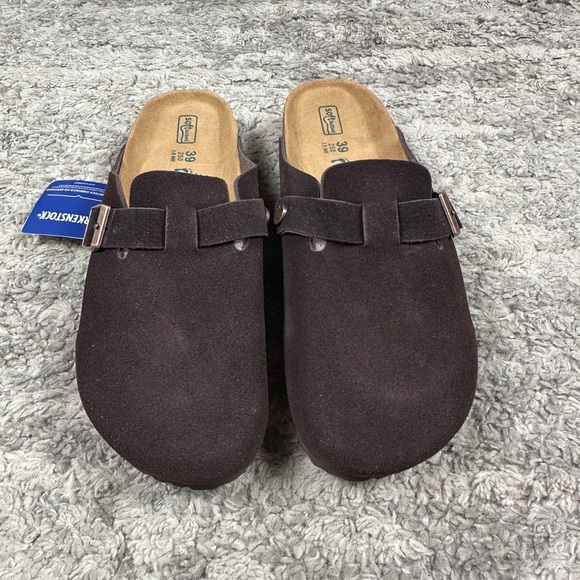 NWT Birkenstock Boston Clogs Mocha Suede Women’s 8 8.5 Soft Footbed Brown - Picture 2 of 5